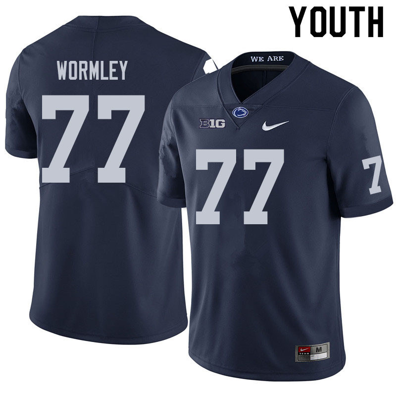 Youth #77 Sal Wormley Penn State Nittany Lions College Football Jerseys Sale-Navy